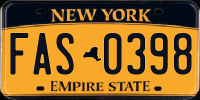 NY license plate FAS0398