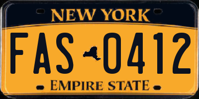NY license plate FAS0412