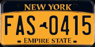 NY license plate FAS0415