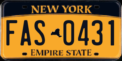 NY license plate FAS0431