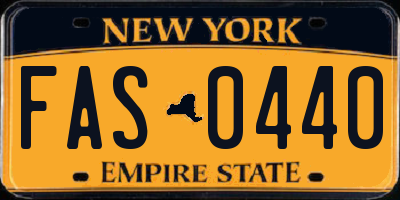 NY license plate FAS0440