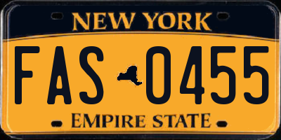 NY license plate FAS0455