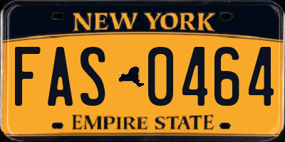 NY license plate FAS0464