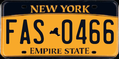 NY license plate FAS0466