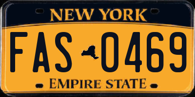 NY license plate FAS0469