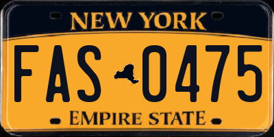 NY license plate FAS0475