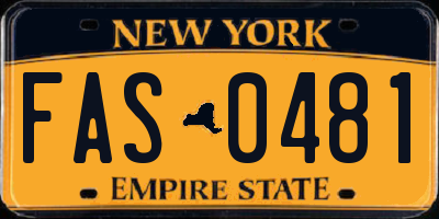NY license plate FAS0481