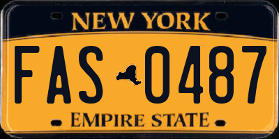 NY license plate FAS0487