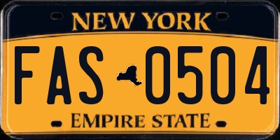 NY license plate FAS0504