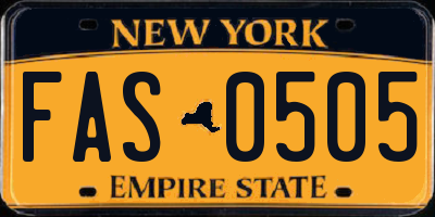 NY license plate FAS0505