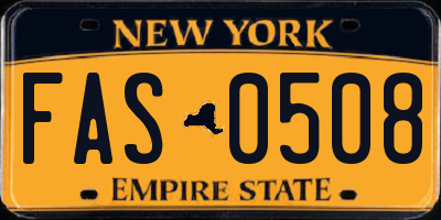 NY license plate FAS0508