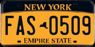 NY license plate FAS0509