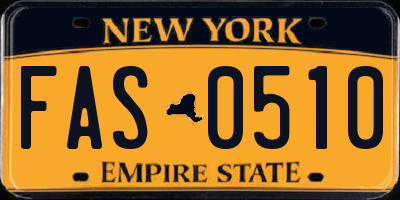 NY license plate FAS0510
