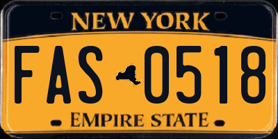 NY license plate FAS0518