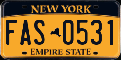 NY license plate FAS0531