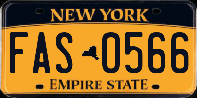 NY license plate FAS0566