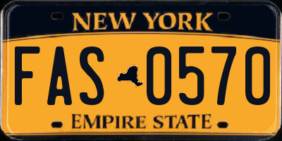 NY license plate FAS0570