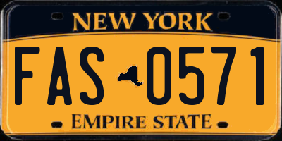 NY license plate FAS0571