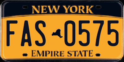 NY license plate FAS0575