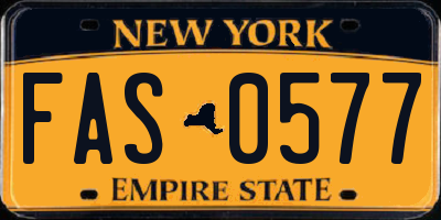 NY license plate FAS0577