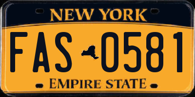 NY license plate FAS0581