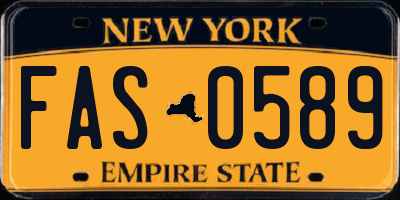 NY license plate FAS0589