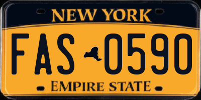 NY license plate FAS0590
