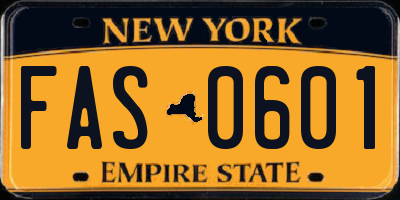 NY license plate FAS0601
