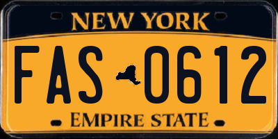 NY license plate FAS0612
