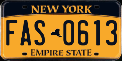 NY license plate FAS0613