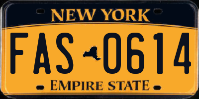 NY license plate FAS0614