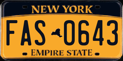 NY license plate FAS0643