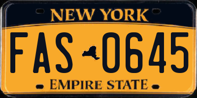 NY license plate FAS0645