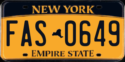 NY license plate FAS0649