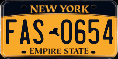NY license plate FAS0654