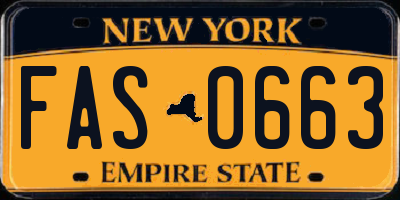 NY license plate FAS0663