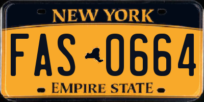 NY license plate FAS0664