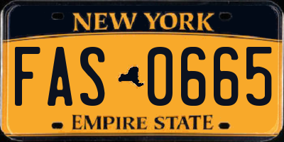 NY license plate FAS0665