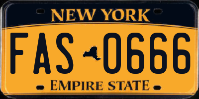 NY license plate FAS0666