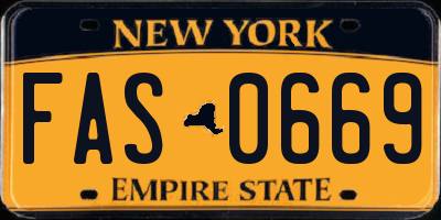NY license plate FAS0669