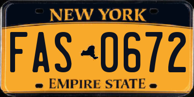 NY license plate FAS0672