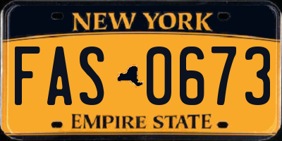 NY license plate FAS0673