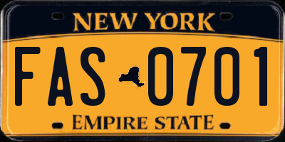 NY license plate FAS0701