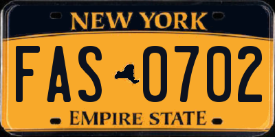 NY license plate FAS0702