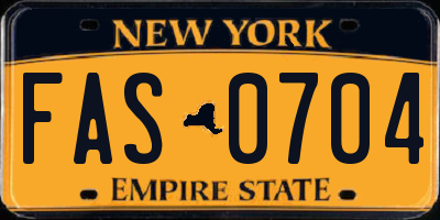 NY license plate FAS0704