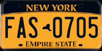 NY license plate FAS0705