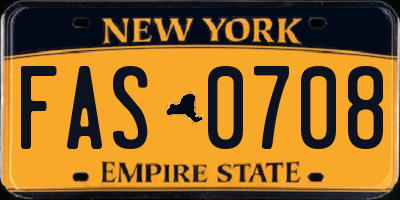 NY license plate FAS0708