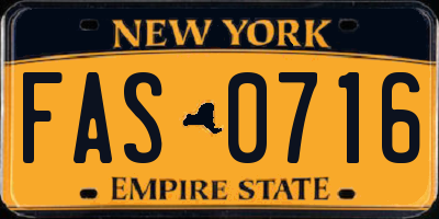 NY license plate FAS0716