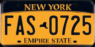 NY license plate FAS0725