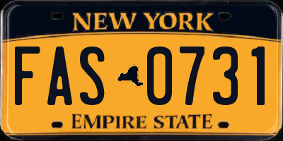 NY license plate FAS0731